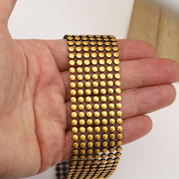 Fancy Gold Tone Choker Adjustable Length Gold Dots Costume Chokers (#87) - Picture 3 of 9